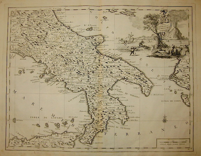 Albrizzi Giambattista (1698-1777) Carta geografica del Regno di Napoli 1750 Venezia 